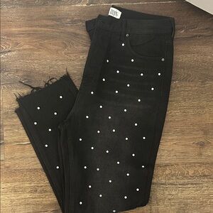 Black Pearl-Embellished Women Jeans